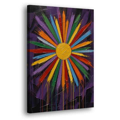 Chakra Wall Art Sunburst with Dripping Rays - Canvas Wall Art - Side