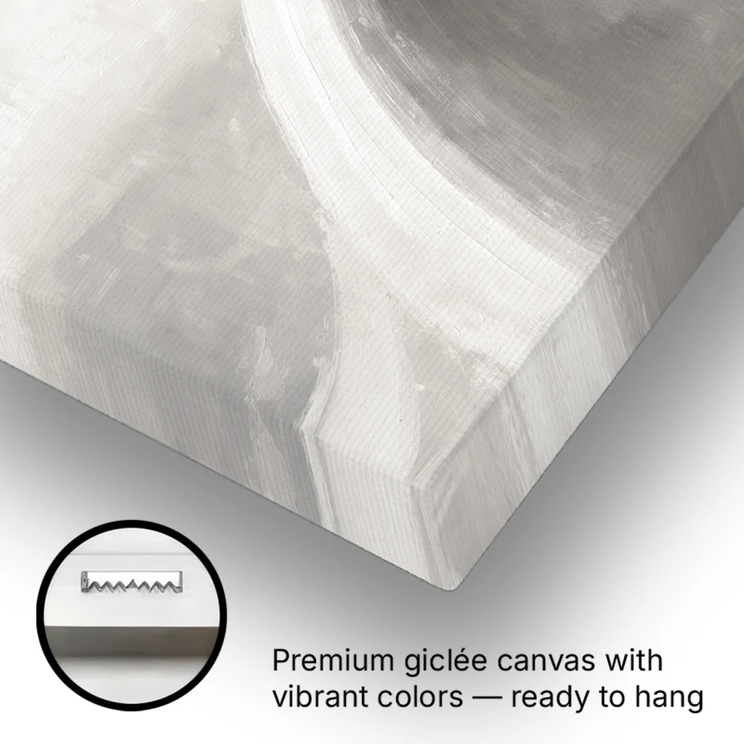 Chalk White Arc in Grey Mist - Canvas Wall Art - Gallery Wrap Corner