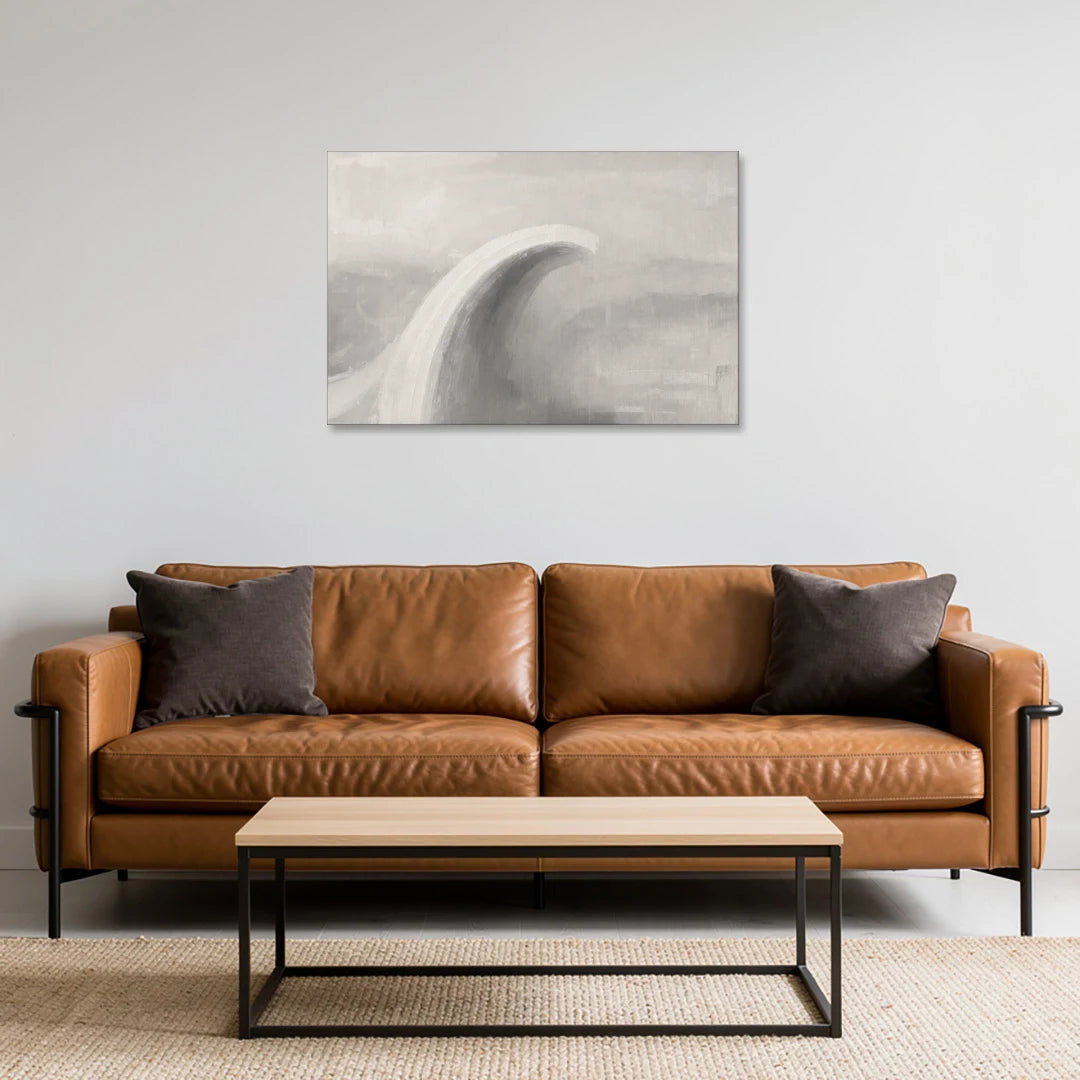 Chalk White Arc in Grey Mist - Canvas Wall Art - Sofa - 36x24
