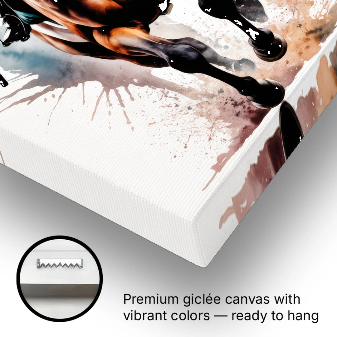 Champion Racehorse in Motion - Canvas Wall Art - Gallery Wrap Corner