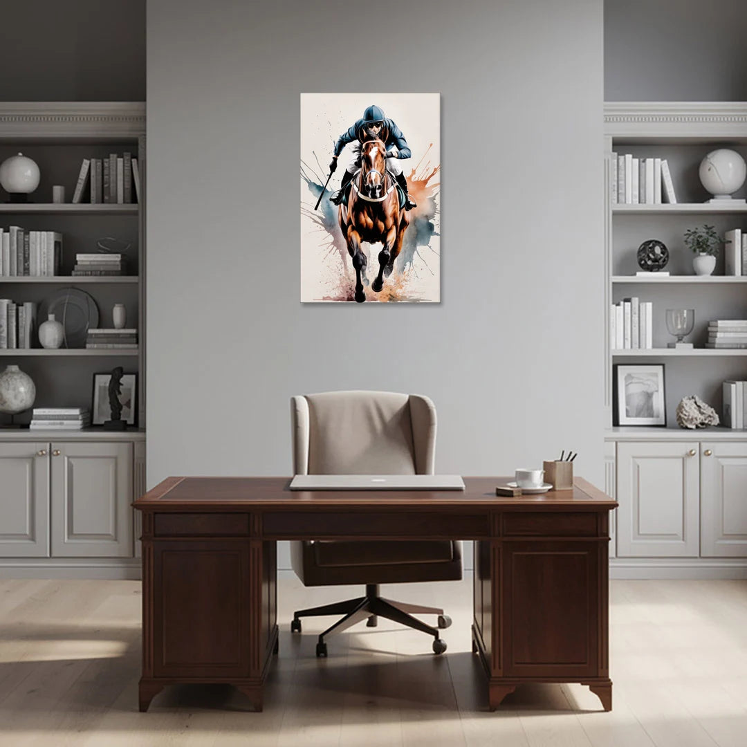 Champion Racehorse in Motion - Canvas Wall Art - Office - 24x36