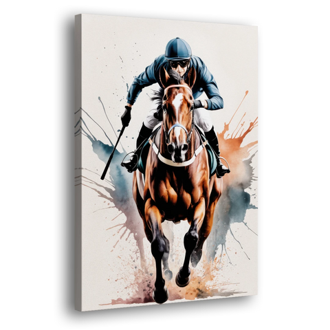 Champion Racehorse in Motion - Canvas Wall Art - Side