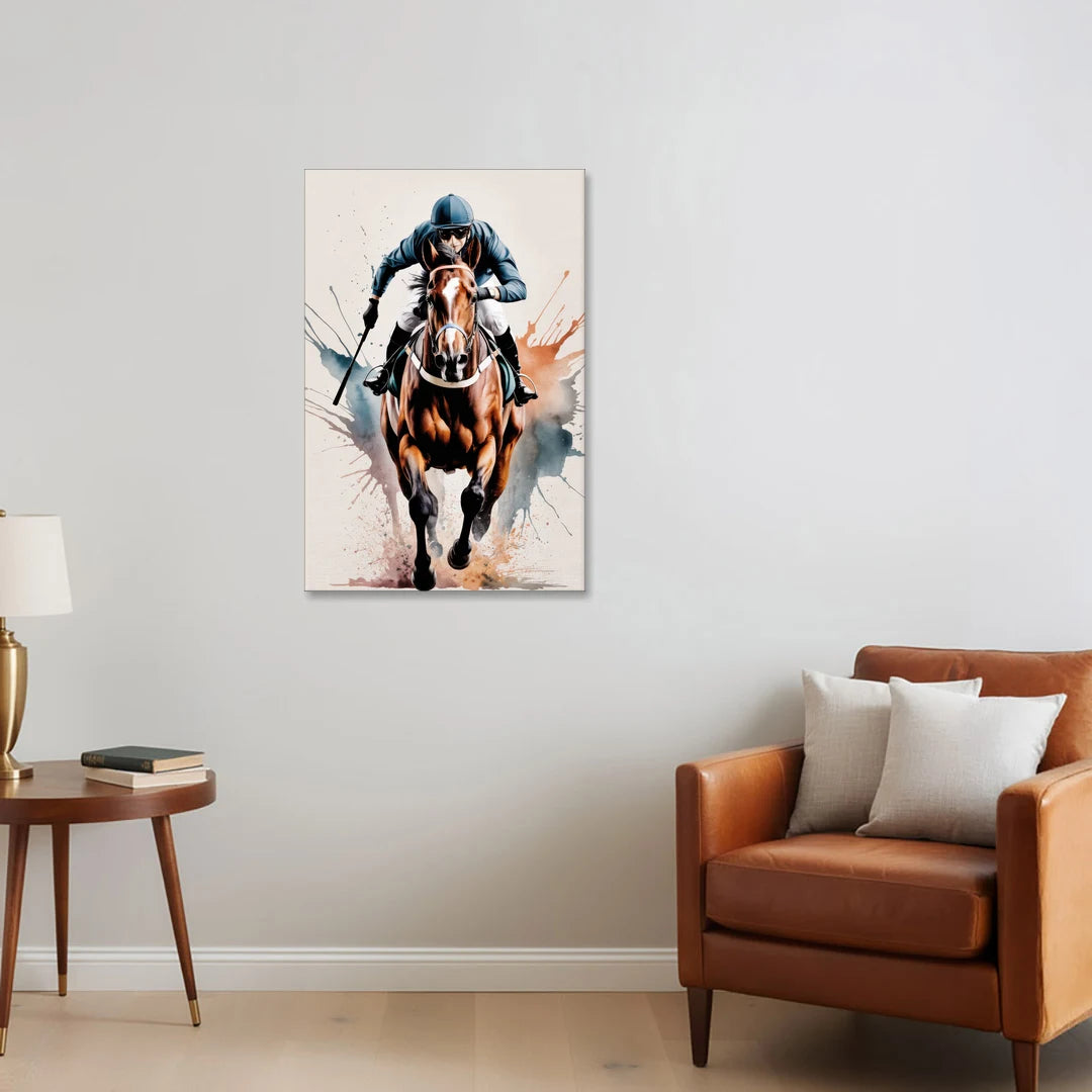 Champion Racehorse in Motion - Canvas Wall Art - Sofa - 24x36