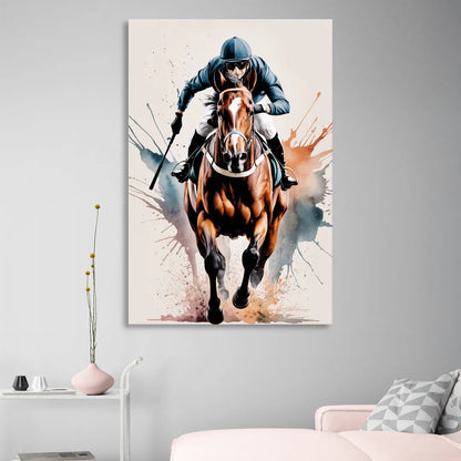 Champion Racehorse in Motion Sitting Room - Canvas Wall Art