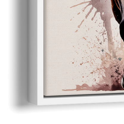 Champion Racehorse in Motion - Close-Up White Frame Canvas