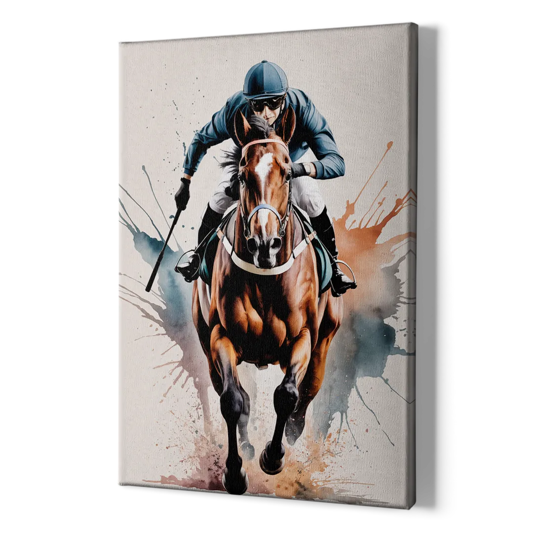 Champion Racehorse in Motion - Canvas Print Art Sides