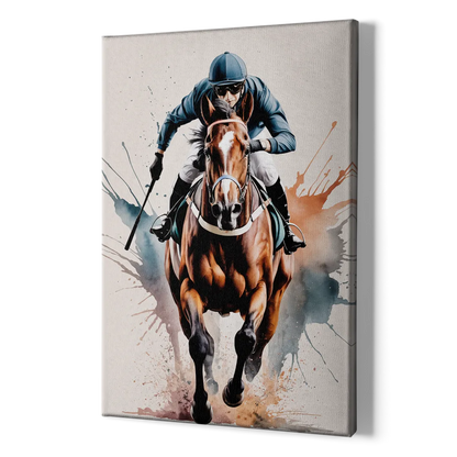 Champion Racehorse in Motion - Canvas Print Art Sides