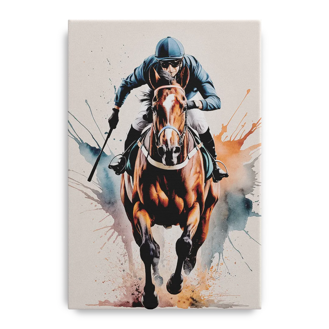 Champion Racehorse in Motion Front - Canvas Wall Art