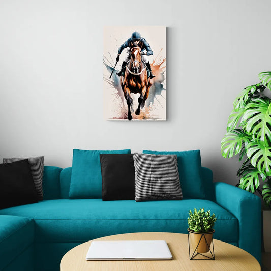 Champion Racehorse in Motion - Canvas Wall Art Living Room