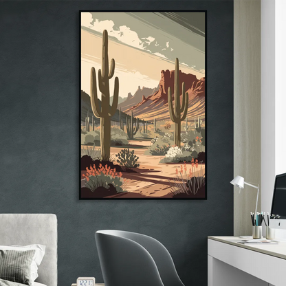 Chandler Arizona Cactus Sitting Room - Black Canvas Wall Art