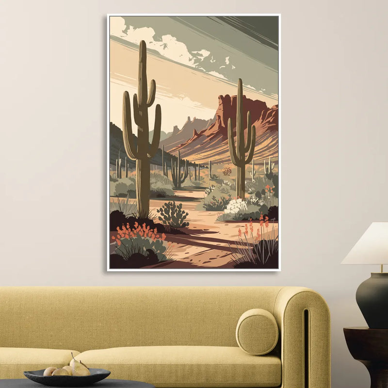 Chandler Arizona Cactus Living Room - White Canvas Wall Art