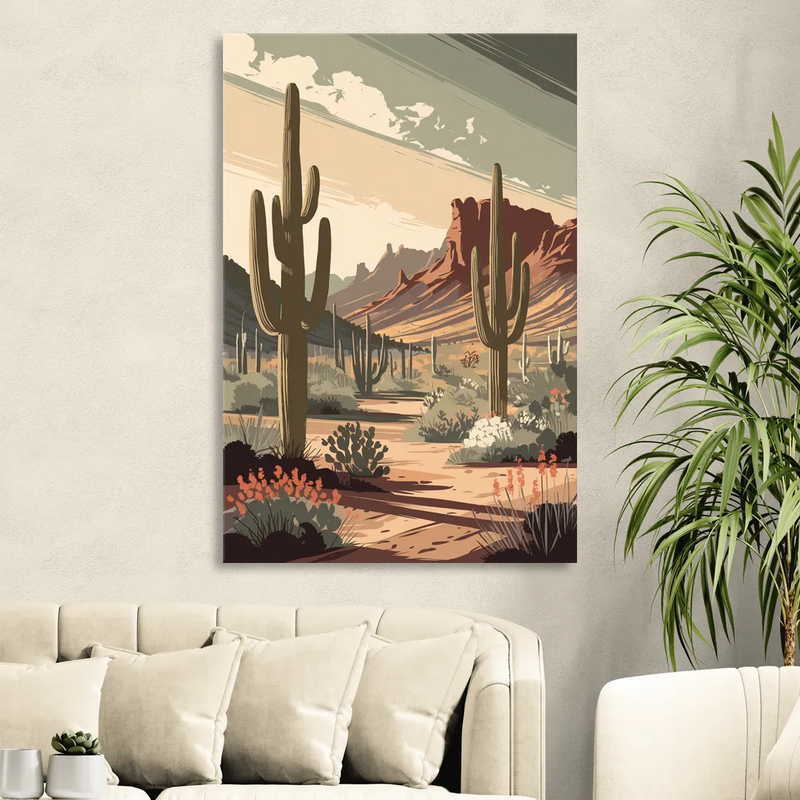Chandler Arizona Cactus Living Room - Canvas Wall Art