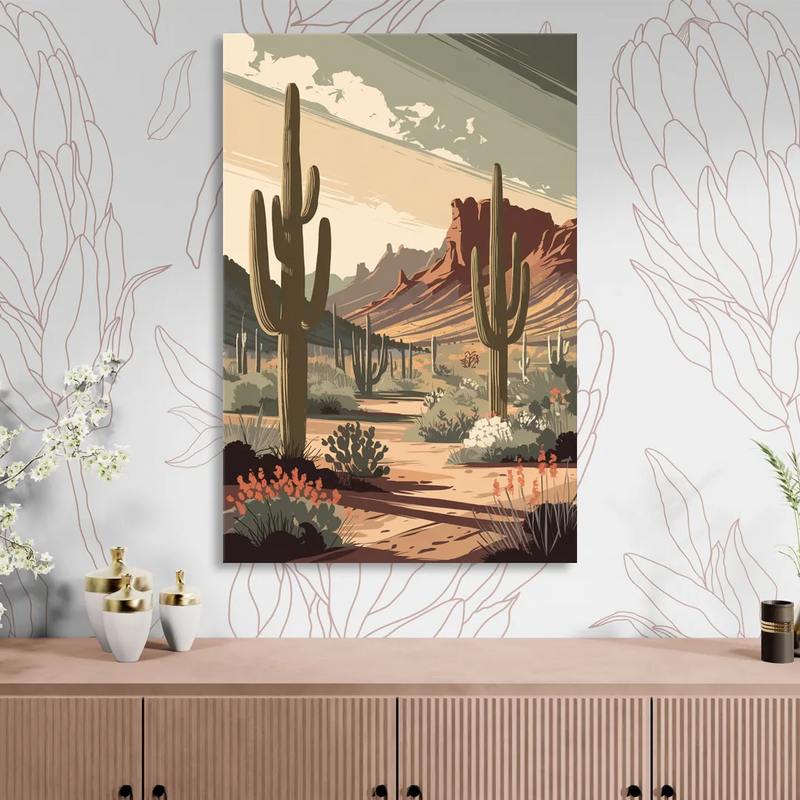 Chandler Arizona Cactus Sitting Room - Canvas Wall Art