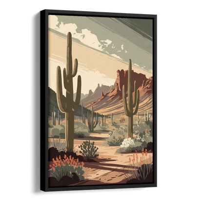 Chandler Arizona Cactus Side - Black Canvas Wall Art