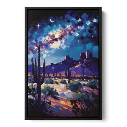 Chandler Desert Night Sky - Black Framed Canvas Wall Art - Front
