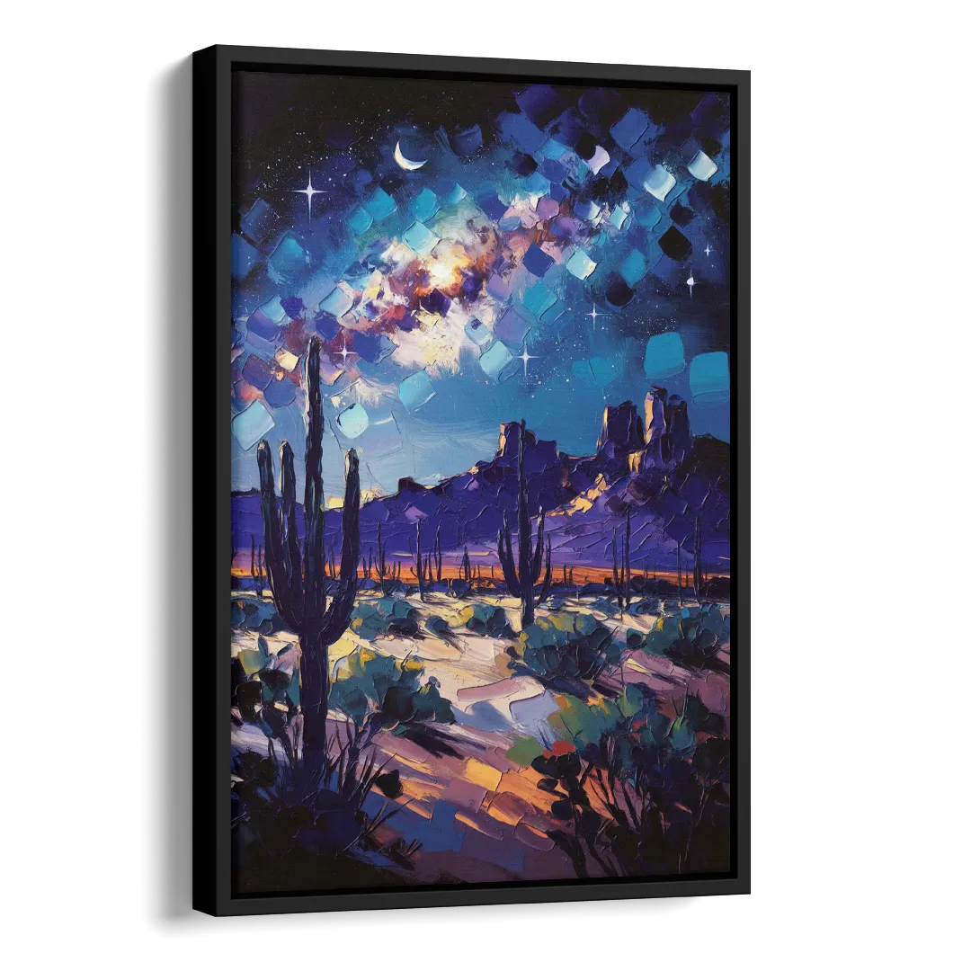 Chandler Desert Night Sky Side - Black Canvas Wall Art