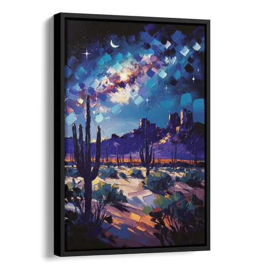 Chandler Desert Night Sky Side - Black Canvas Wall Art