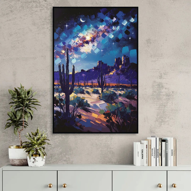 Chandler Desert Night Sky Living Room - Black Canvas Wall Art