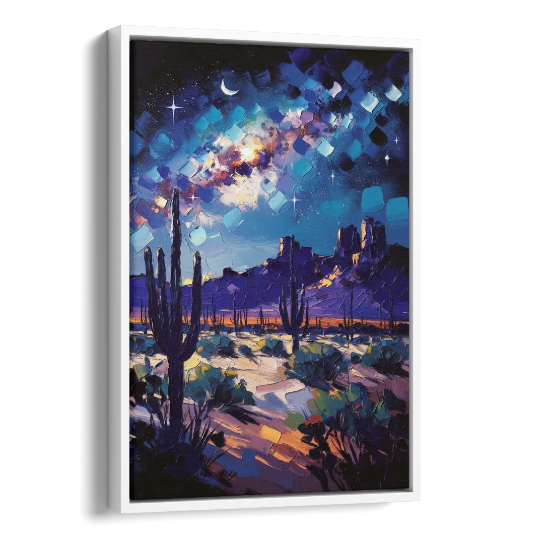 Chandler Desert Night Sky Side - White Canvas Wall Art