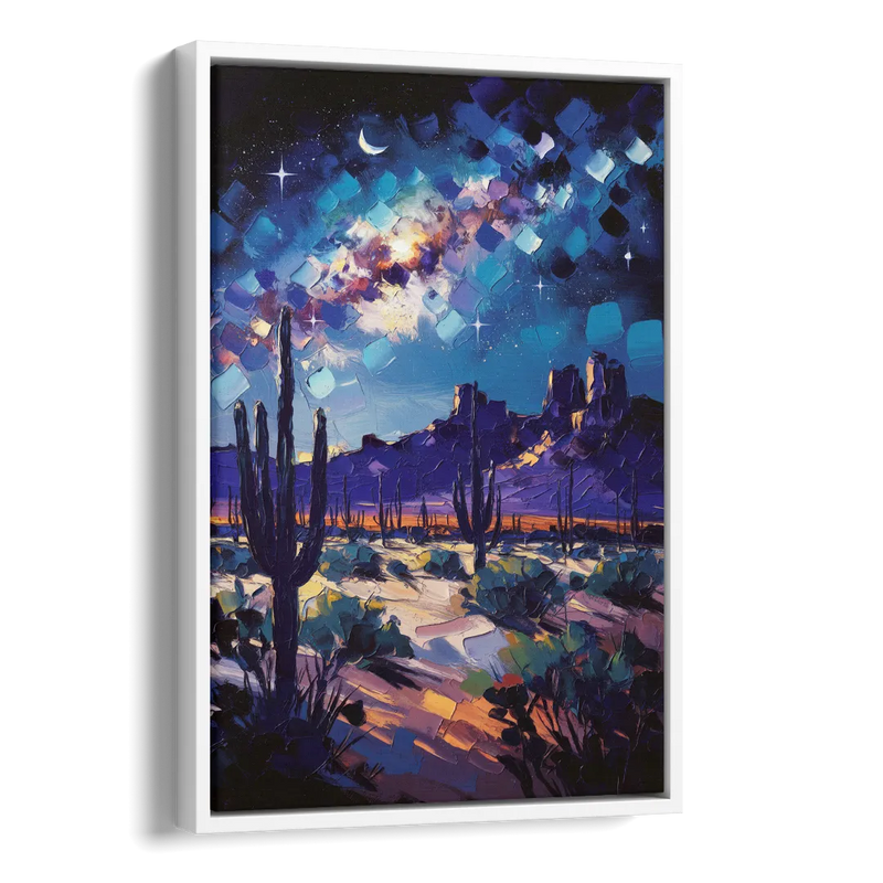 Chandler Desert Night Sky Side - White Canvas Wall Art