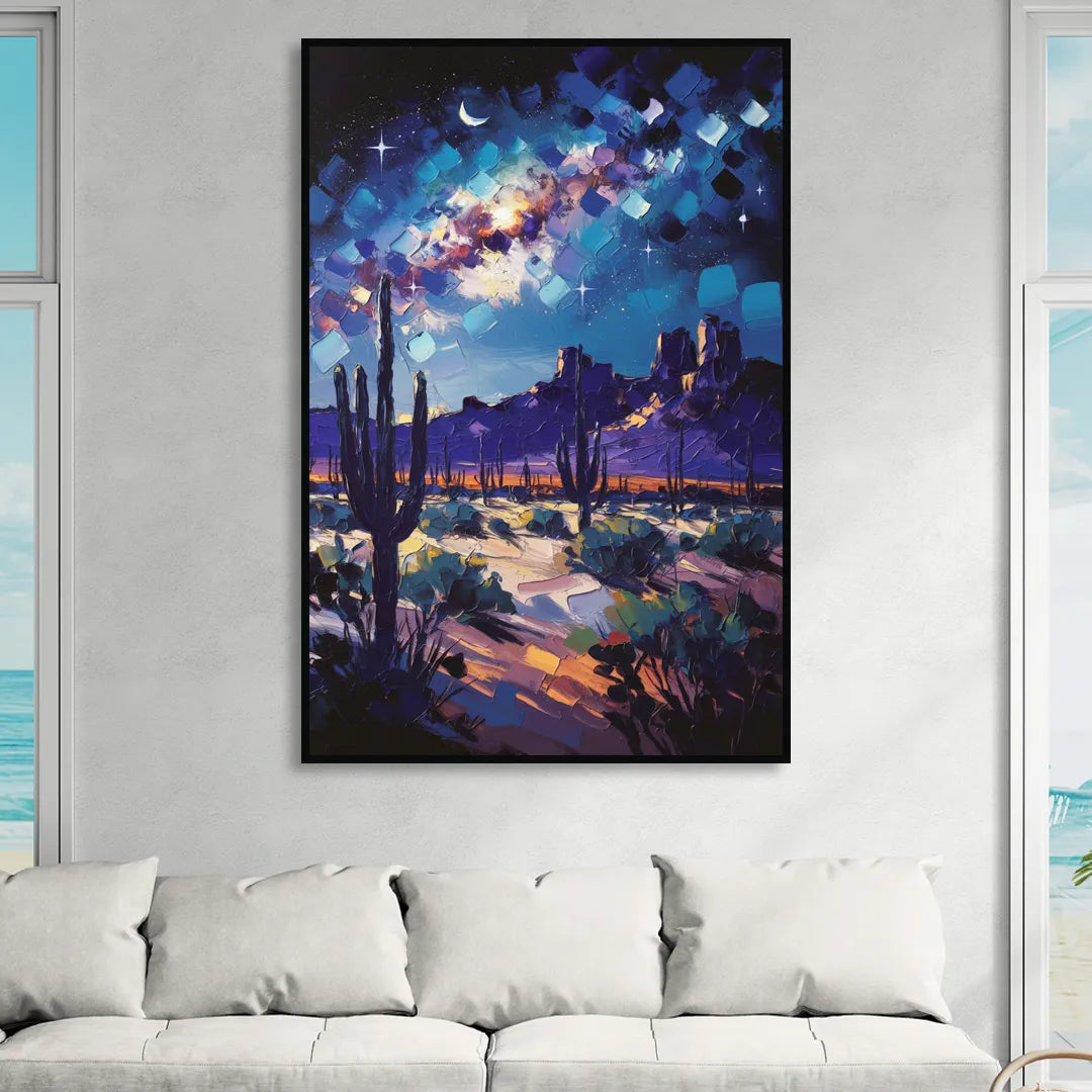Chandler Desert Night Sky Sitting Room - Black Canvas Wall Art
