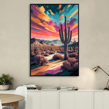 Chandler Desert Sunset Sitting Room - Black Canvas Wall Art