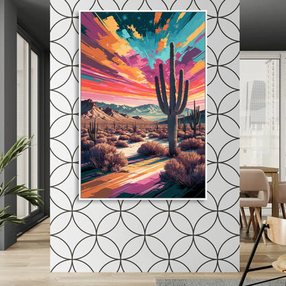 Chandler Desert Sunset Living Room - White Canvas Wall Art
