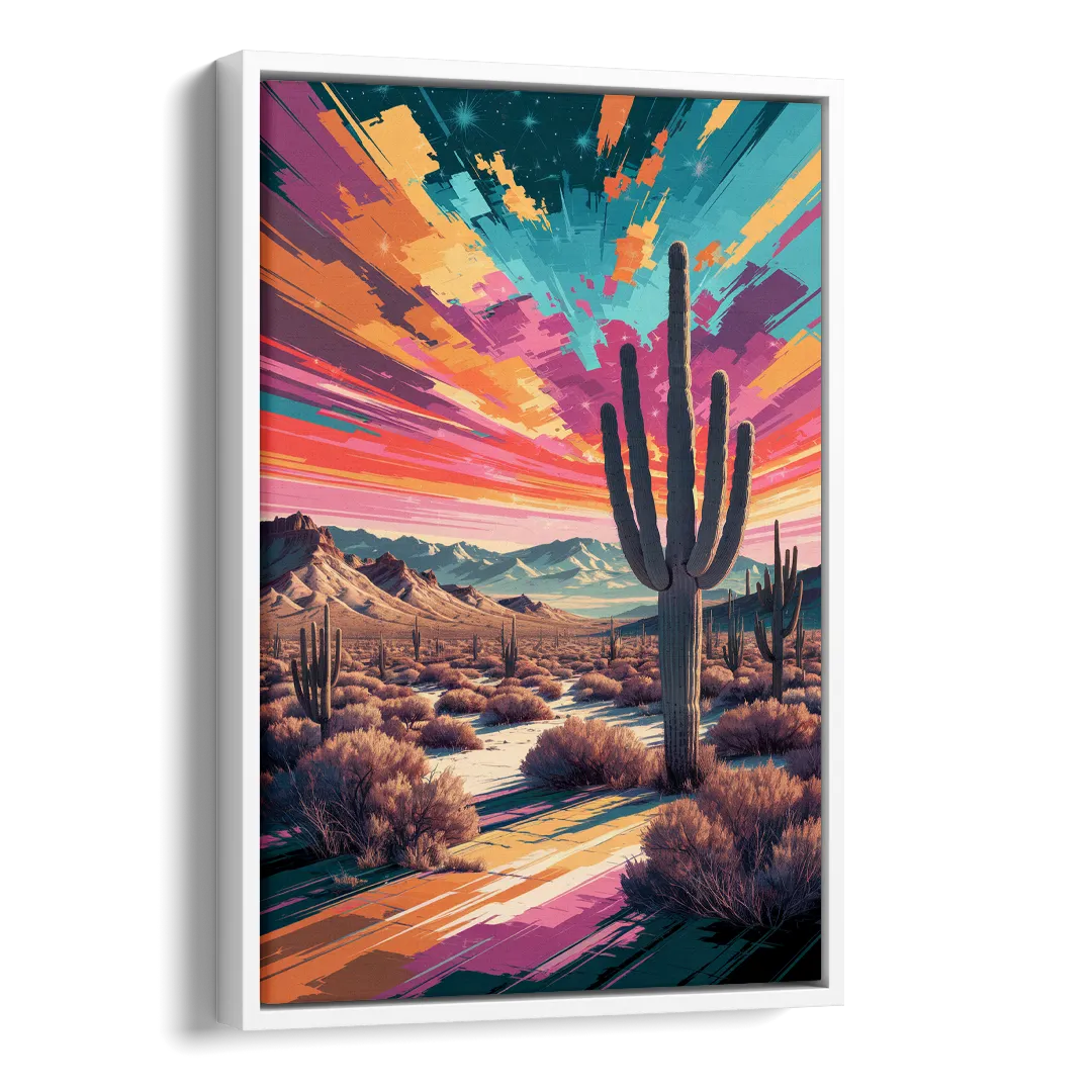 Chandler Desert Sunset Side - White Canvas Wall Art