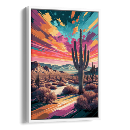 Chandler Desert Sunset Side - White Canvas Wall Art