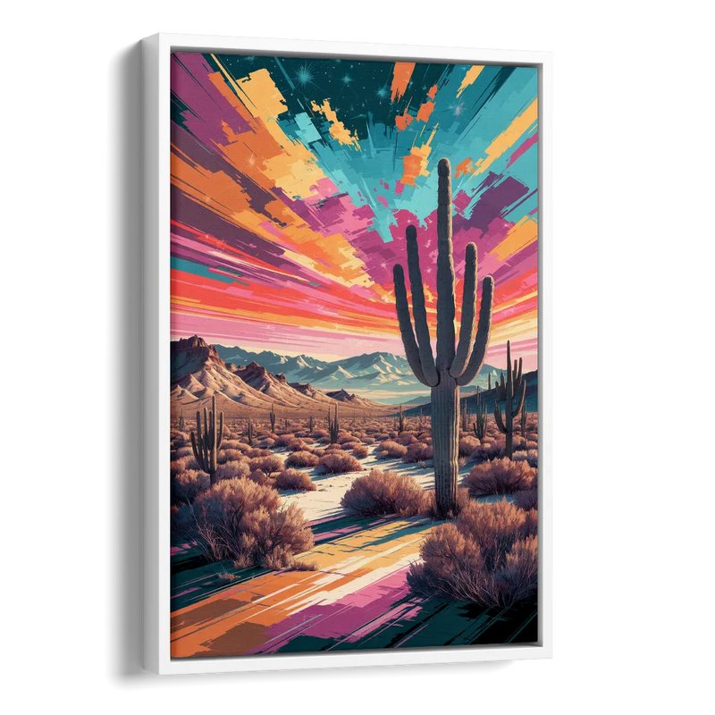 Chandler Desert Sunset Side - White Canvas Wall Art