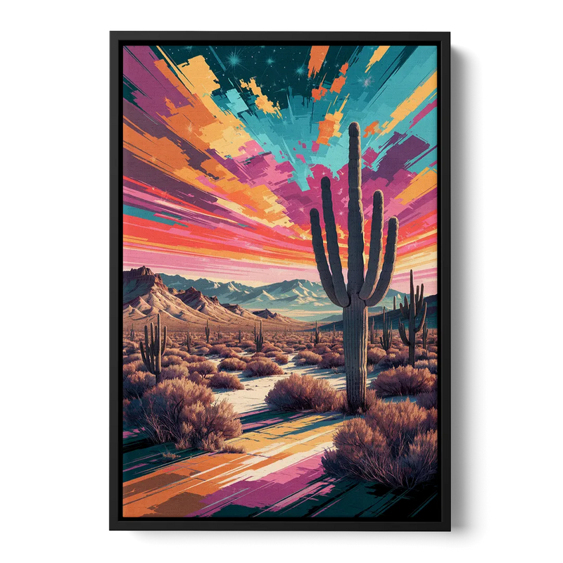 Chandler Desert Sunset Front - Black Canvas Wall Art
