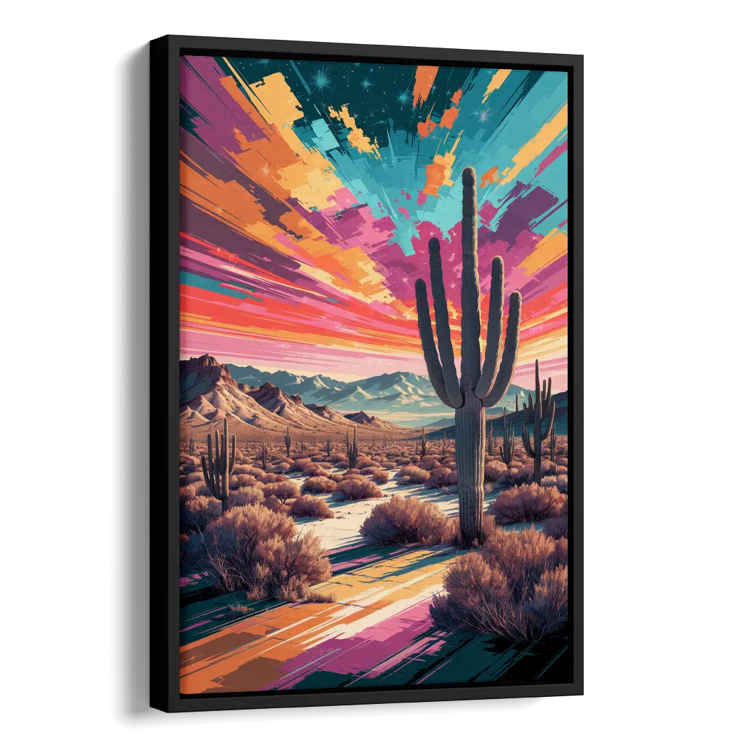 Chandler Desert Sunset Side - Black Canvas Wall Art