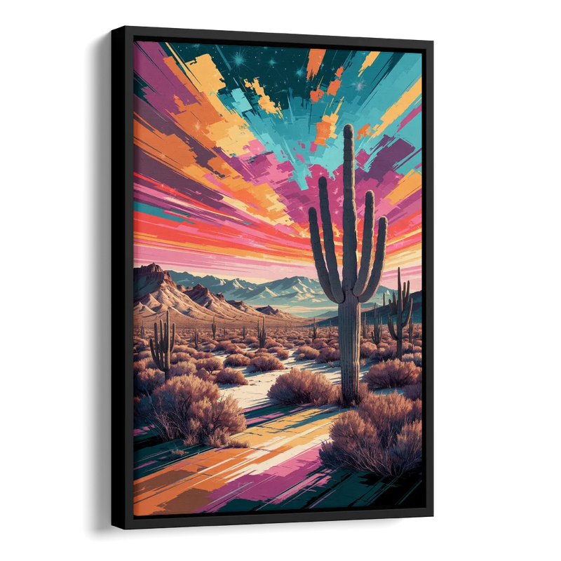 Chandler Desert Sunset Side - Black Canvas Wall Art