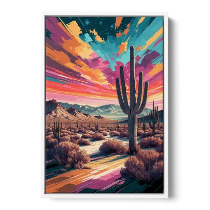 Chandler Desert Sunset Front - White Canvas Wall Art