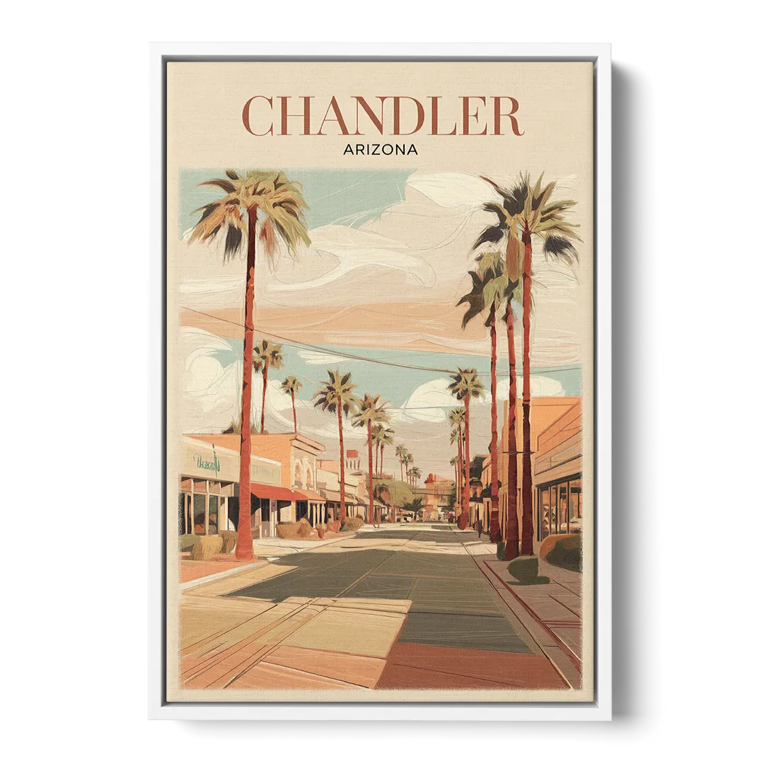 Chandler Downtown Streets Front - White Canvas Wall Art