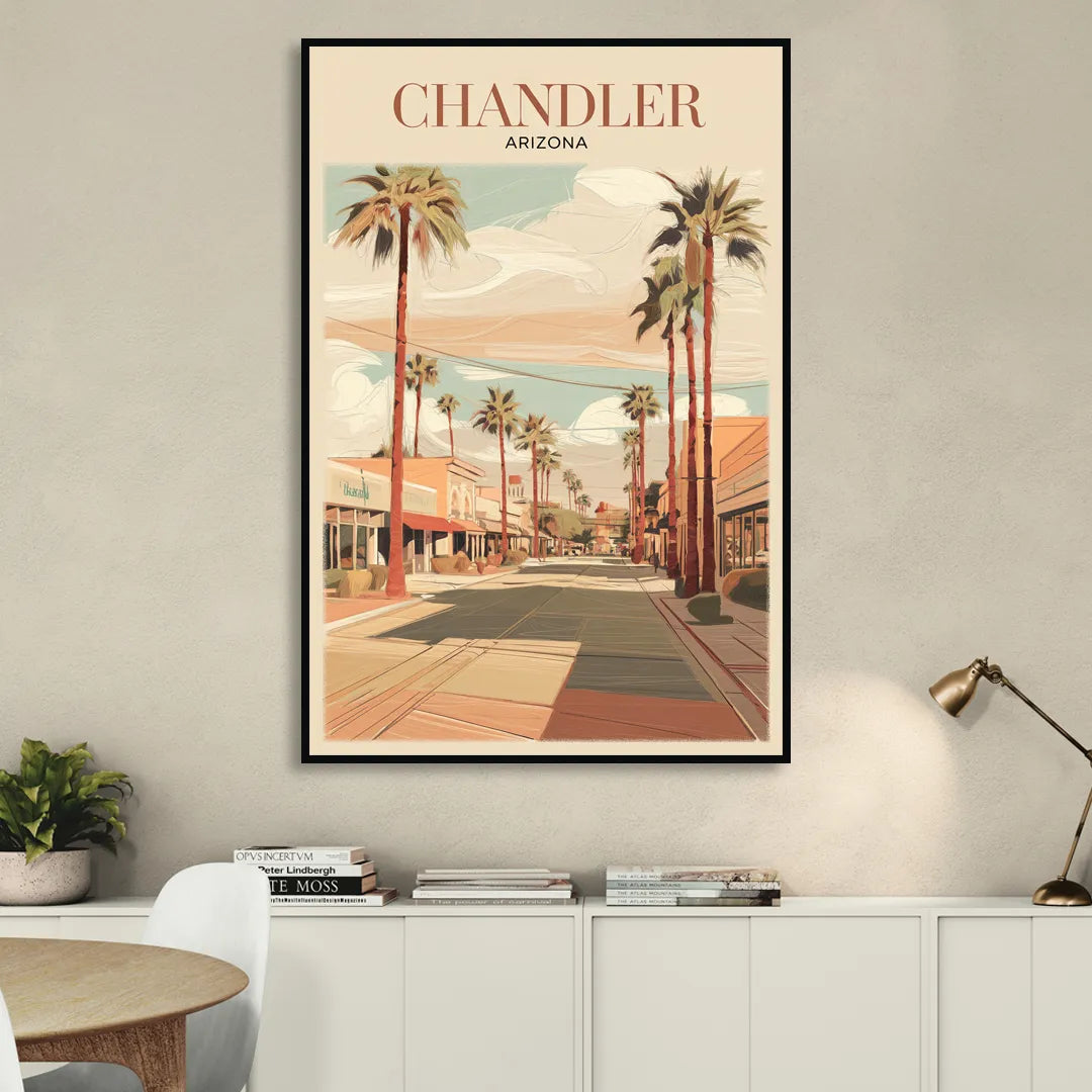 Chandler Downtown Streets Living Room - Black Canvas Wall Art