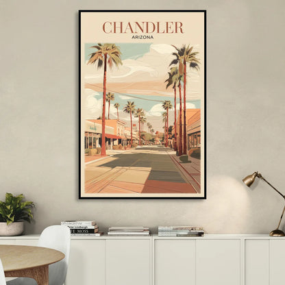Chandler Downtown Streets Living Room - Black Canvas Wall Art