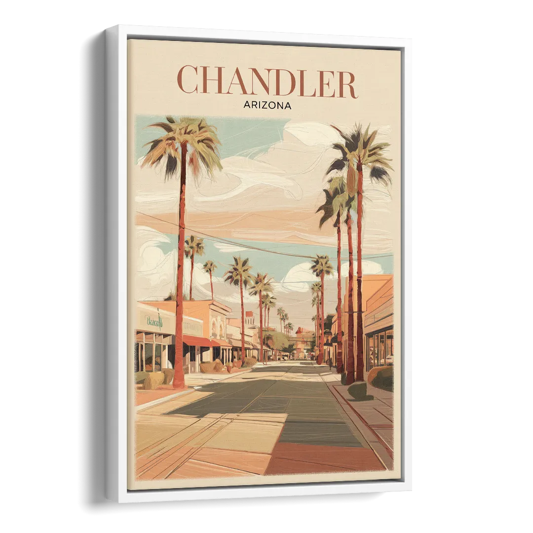 Chandler Downtown Streets Side - White Canvas Wall Art