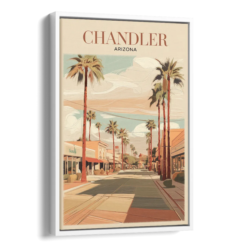 Chandler Downtown Streets Side - White Canvas Wall Art