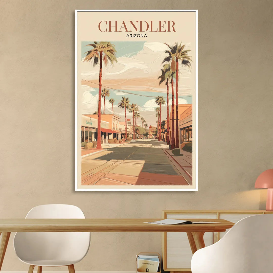 Chandler Downtown Streets Sitting Room - White Canvas Wall Art