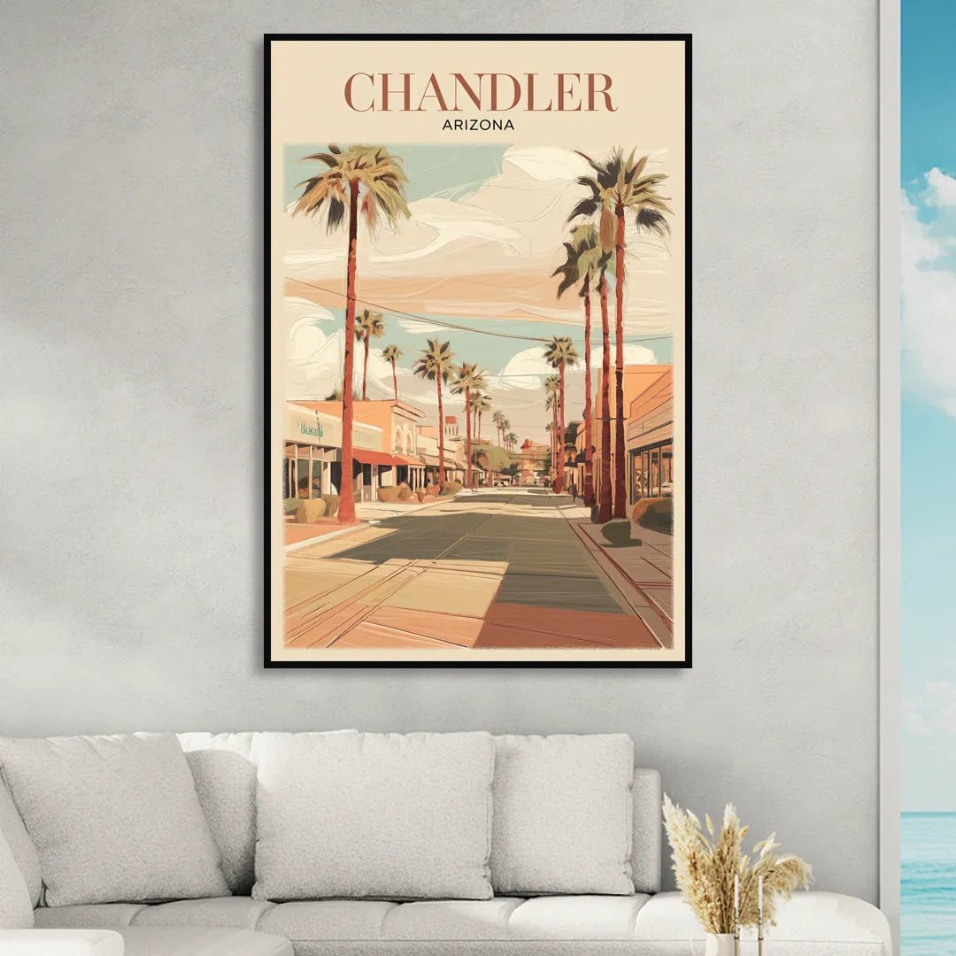 Chandler Downtown Streets Sitting Room - Black Canvas Wall Art