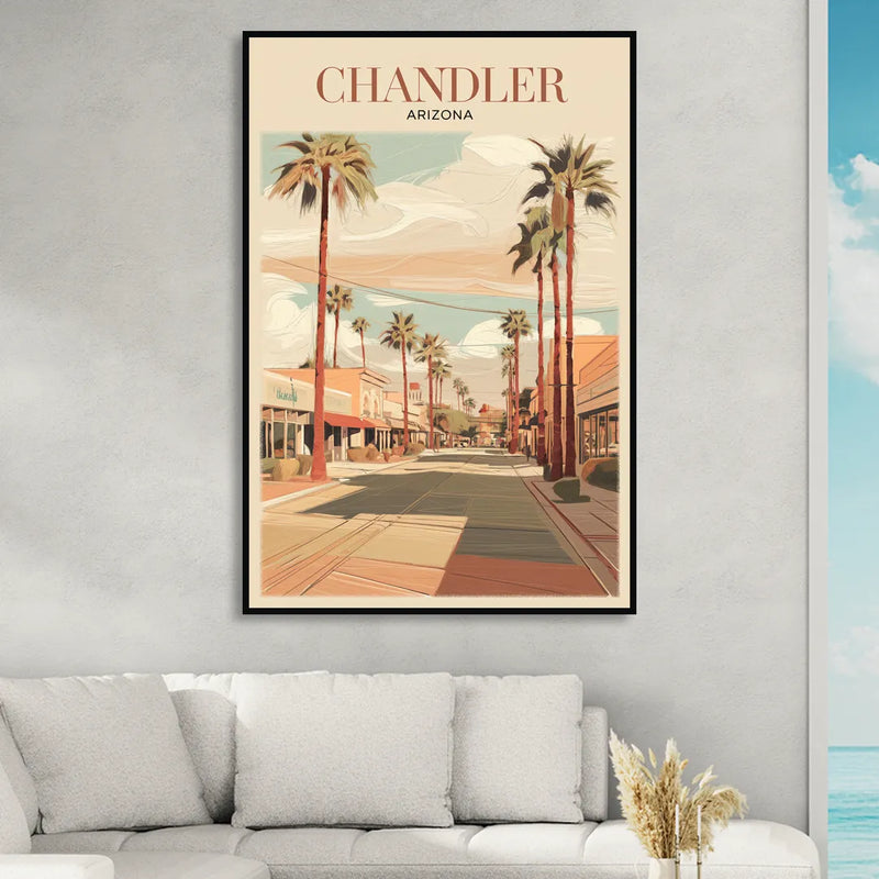 Chandler Downtown Streets Sitting Room - Black Canvas Wall Art