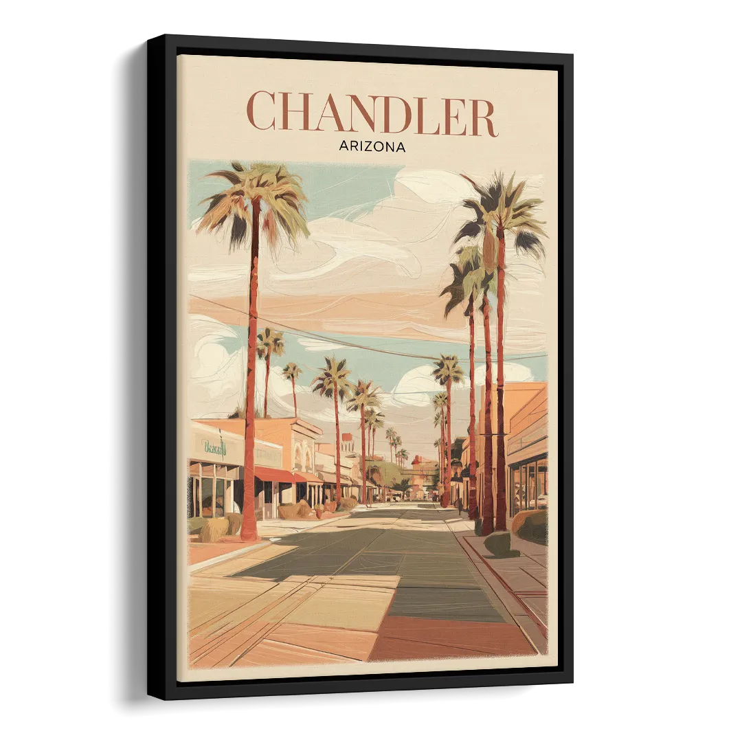Chandler Downtown Streets Side - Black Canvas Wall Art