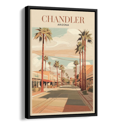 Chandler Downtown Streets Side - Black Canvas Wall Art