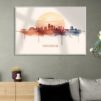 Chandler Skyline View Living Room - White Canvas Wall Art
