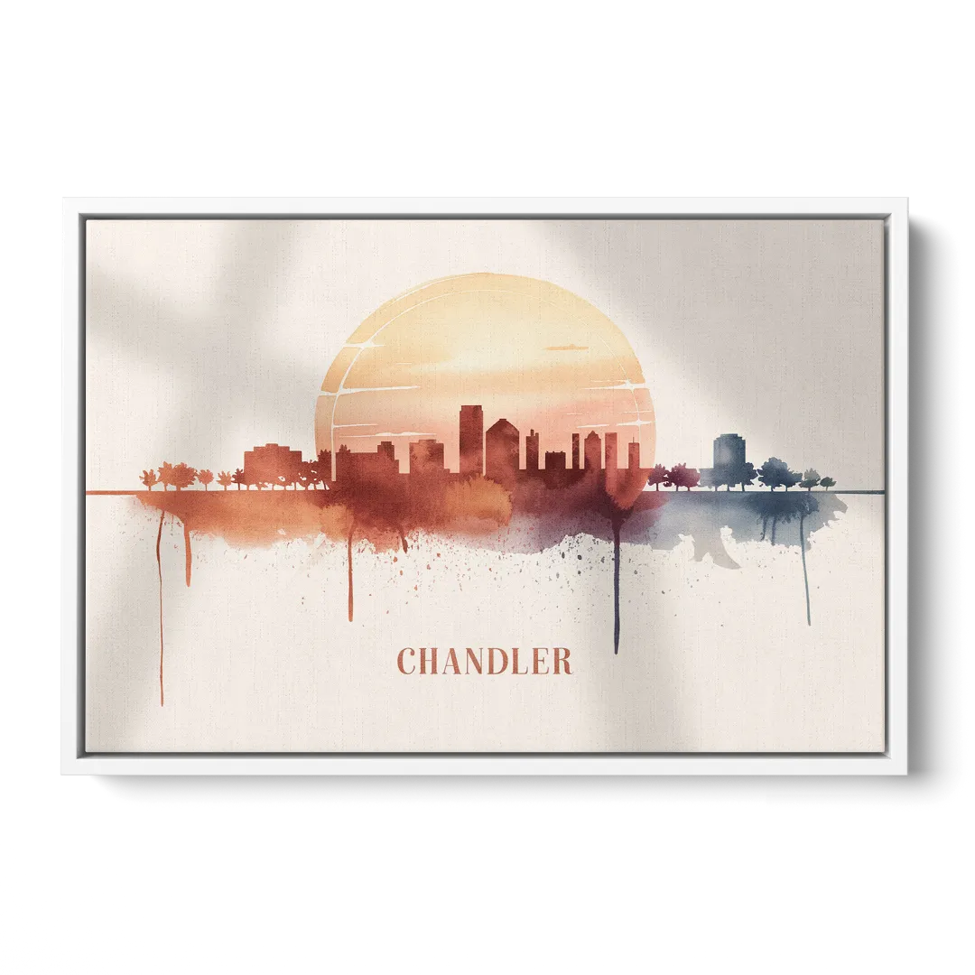 Chandler Skyline View Front - White Canvas Wall Art