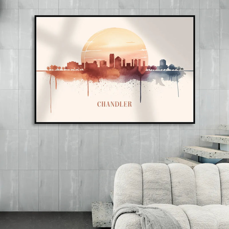 Chandler Skyline View Sitting Room - Black Canvas Wall Art