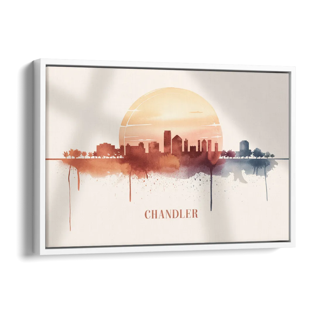 Chandler Skyline View Side - White Canvas Wall Art
