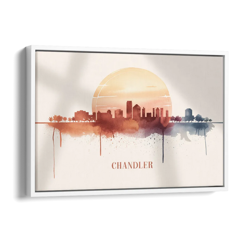 Chandler Skyline View Side - White Canvas Wall Art