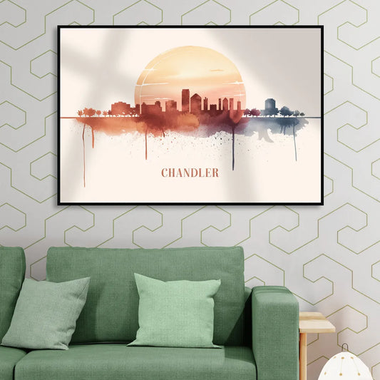 Chandler Skyline View Living Room - Black Canvas Wall Art
